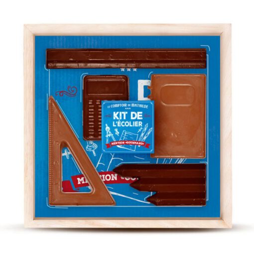 kit escolar chocolate con leche y negro 175gr le comptoir de mathilde caja de 6 unidades