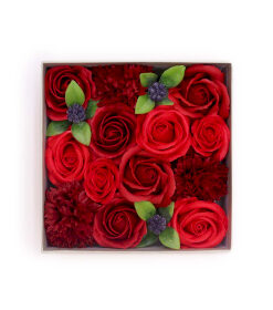 Caja Cuadrada Roja de Flores de Jabón 260g