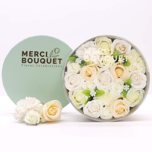 Caja Redonda Blanca de Flores de Jabón 260g
