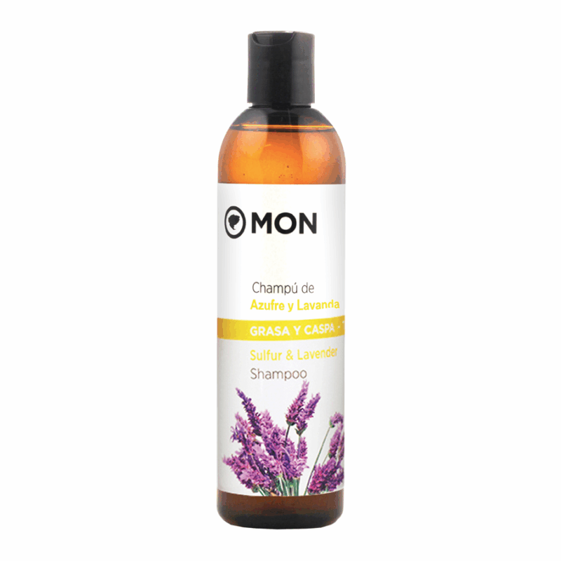 Champú de azufre y lavanda para cabello graso y caspa Mon 300ml.
