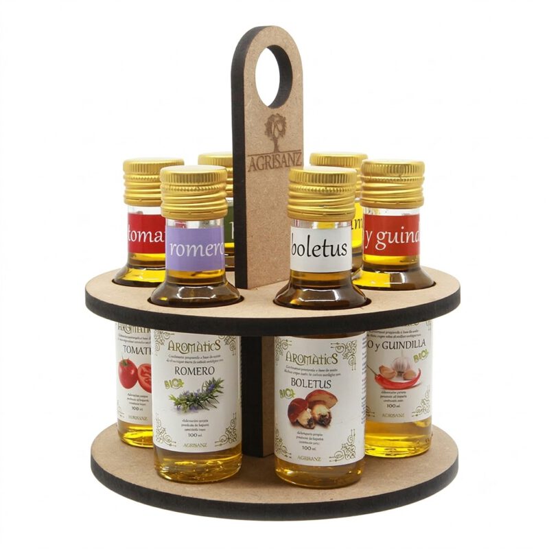 Aceitera madera reciclada 6 x 100 ml ECO Agrisanz