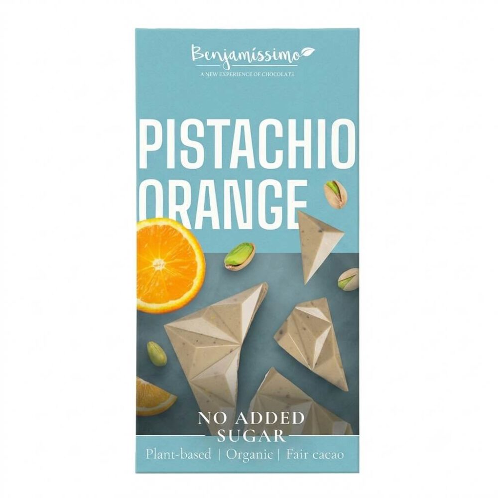 Chocolate Blanco con Pistacho y Naranja 70g Benjamissimo 1 Chocolate Blanco con Pistacho y Naranja 70g Benjamissimo
