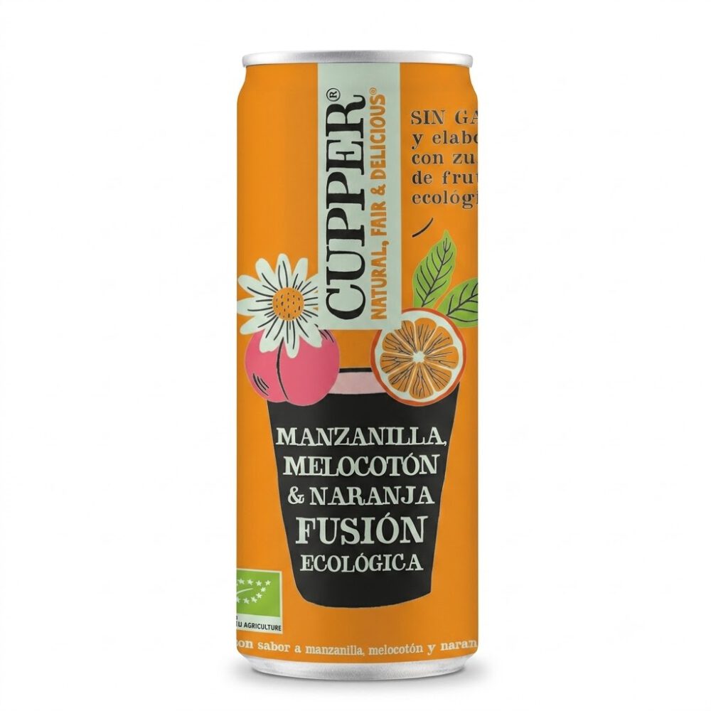 Bebida de Manzanilla, Melocoton y Naranja BIO 250ml Cupper 1 Bebida de Manzanilla, Melocoton y Naranja BIO 250ml Cupper