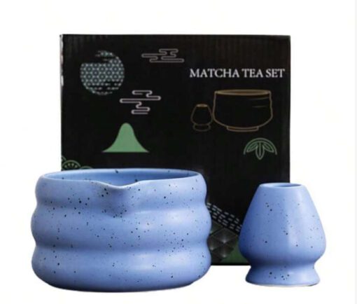 Cuenco y soporte batidor Te matcha azul