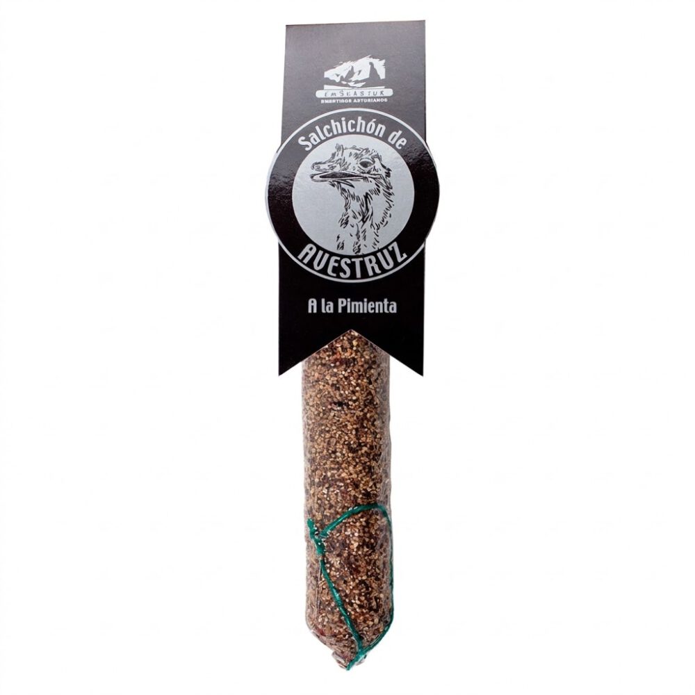 Salchichon de Avestruz a la pimienta 200g Embuastur 1 Salchichon de Avestruz a la pimienta 200g Embuastur