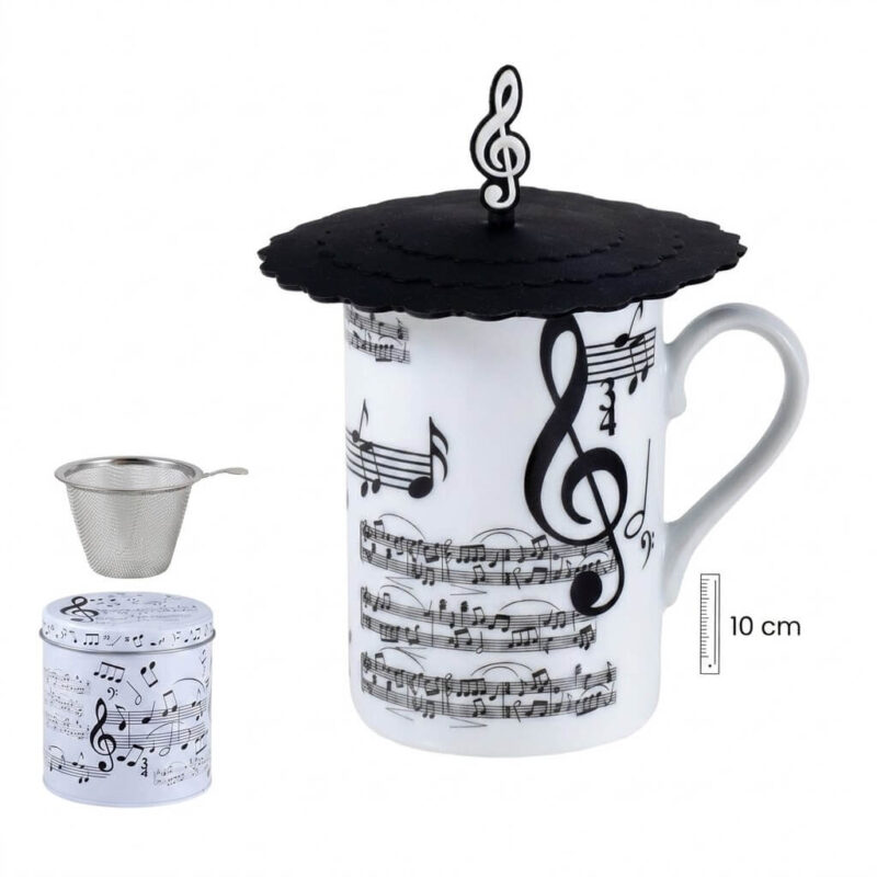 Lata Taza Musica filtro y tapa 4 piezas