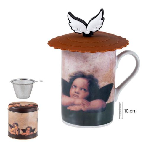 Lata taza Angeles Rafael filtro y tapa 4 piezas