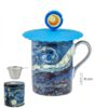 Lata taza Van Gogh filtro y tapa 4 piezas