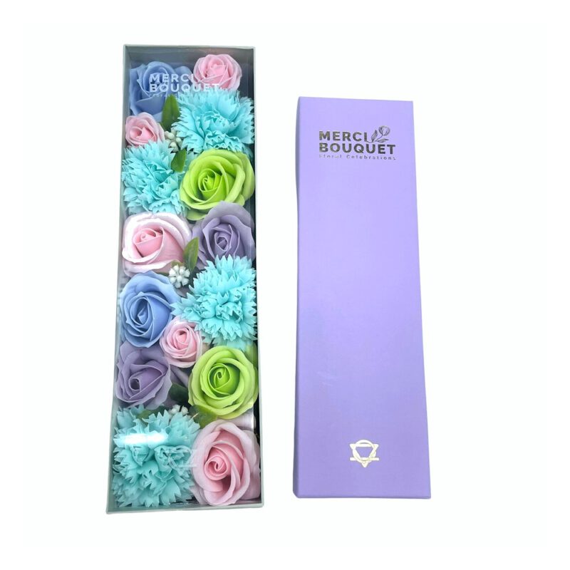 Caja rectangular. Flores de jabon Bebe