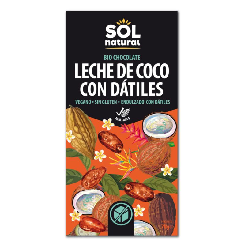 Chocolate con leche de Coco con Dátiles 70g Sol Natural
