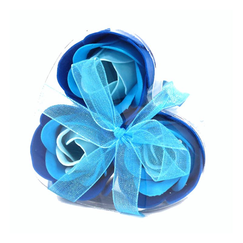 Flores de jabon. Corazon pequeño Azul 3 und.