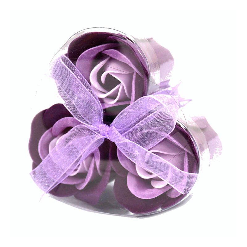 Flores de jabon. Corazon pequeño Morado 3 und.