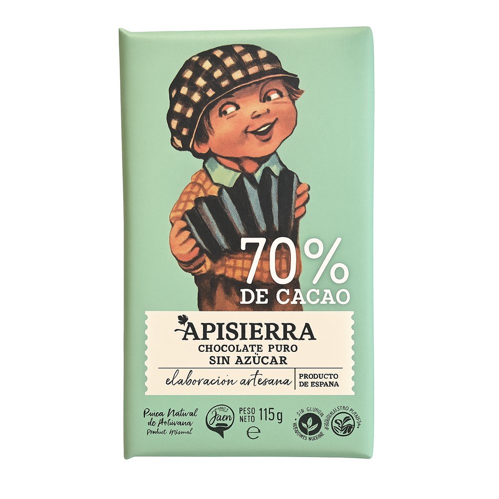 Chocolate puro Sin Azucar 115g Apisierra 1 Chocolate puro Sin Azucar 115g Apisierra