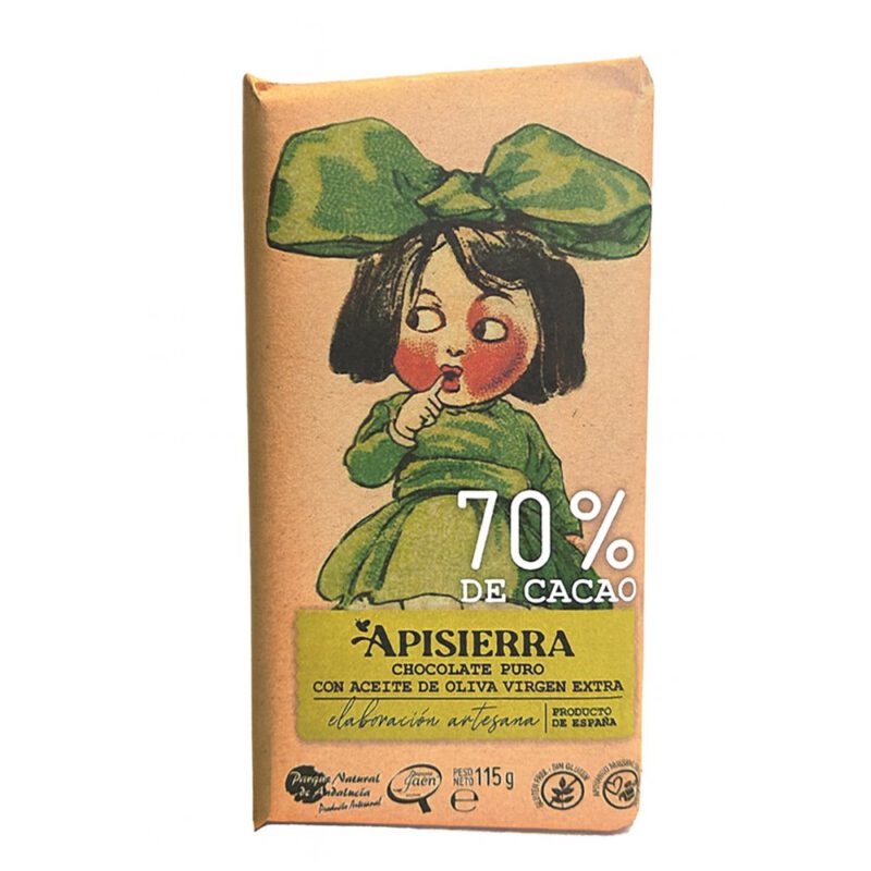 Chocolate puro con AOVE 115g Apisierra