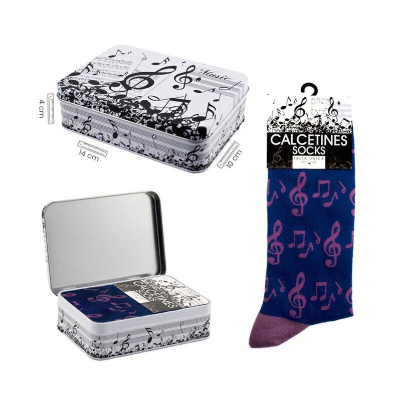 Lata calcetines Nota Musical azul 1 par