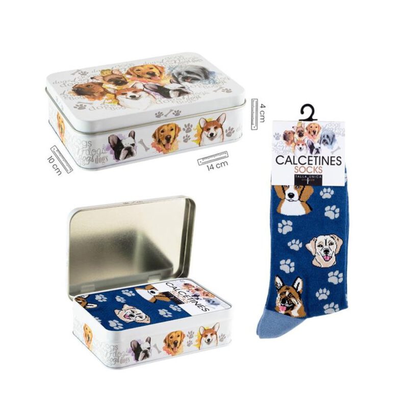 Lata calcetines Perros azul 1 par