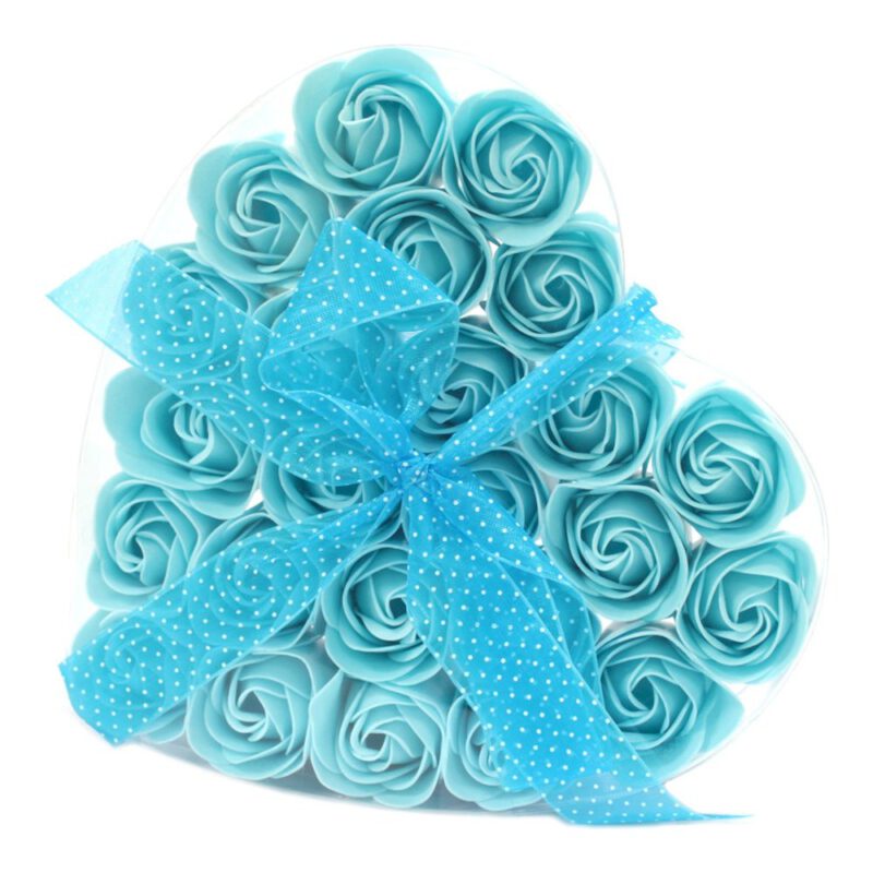 Corazon flores de jabon 24 flores Azul