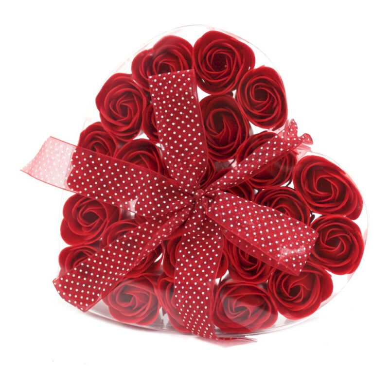 Corazon flores de jabon 24 flores Rojo