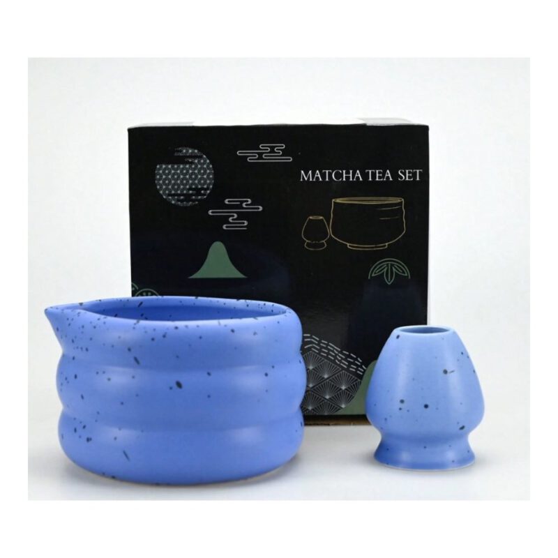 Cuenco y soporte batidor Te Matcha (Azul) 2 piezas