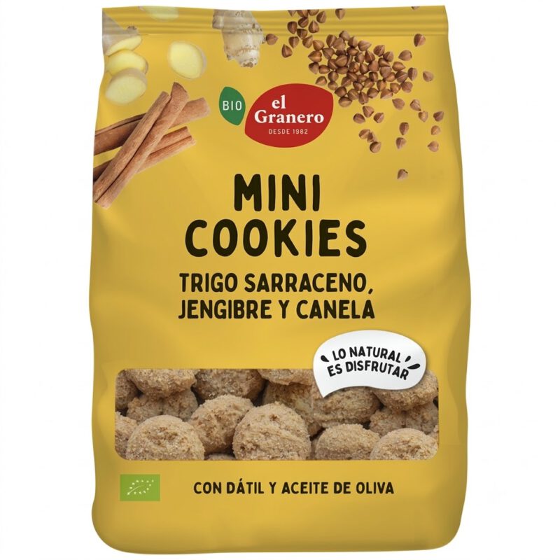 Galletas Mini Cookies de Trigo Sarraceno Jengibre y Canela 130g El Granero Integral