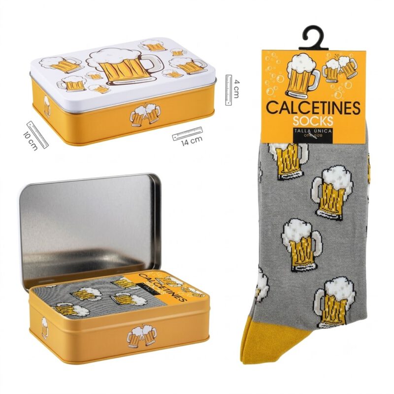 Lata Calcetines Jarra de Cerveza Gris 1 par
